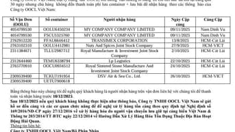 Đại lý Hãng  tàu  OOCL THÔNG BÁO HÀNG TỒN TẠI CẢNG