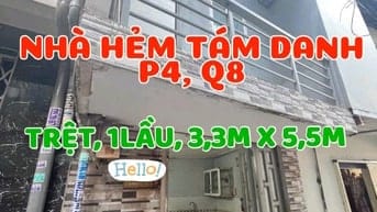 Nhà 1trệt, 1lầu, sát MT Tám Danh, P4,Q8. Ngang 2,9m/NH3,62m x Dài 5,5m