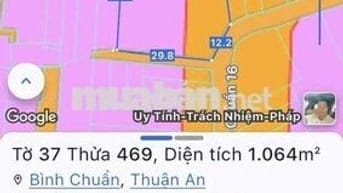 Đất sổ đỏ, mặt tiền đường , diện tích 1064m, thổ cư 445m, Bình chuan16
