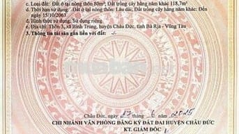 Bán gấp 5 lô liền kề, thôn 3, Bình Trung, huyện Châu Đức, BRVT
