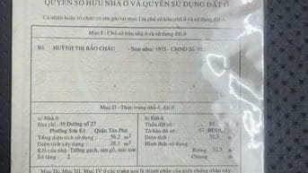 Chính chủ bán nhà 2 mặt tiền 36 đường 27, P.Sơn Kỳ, Q.Tân Phú, 6x6m
