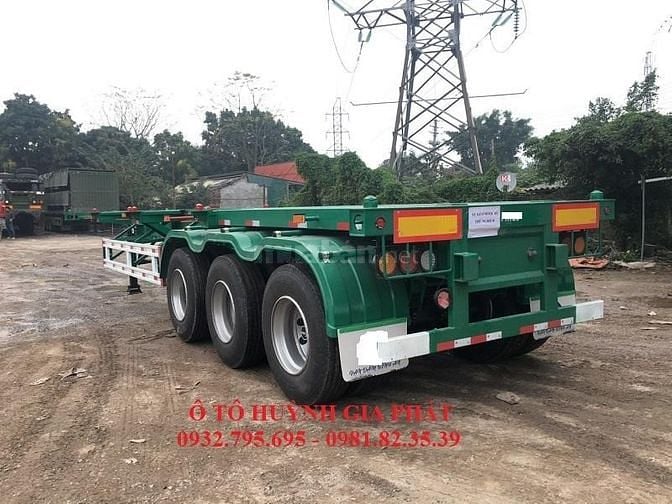 Rơ mooc xương 3 trục 40 feet CIMC,sơ mi Rơ mooc xương phẳng 33.5 tấn