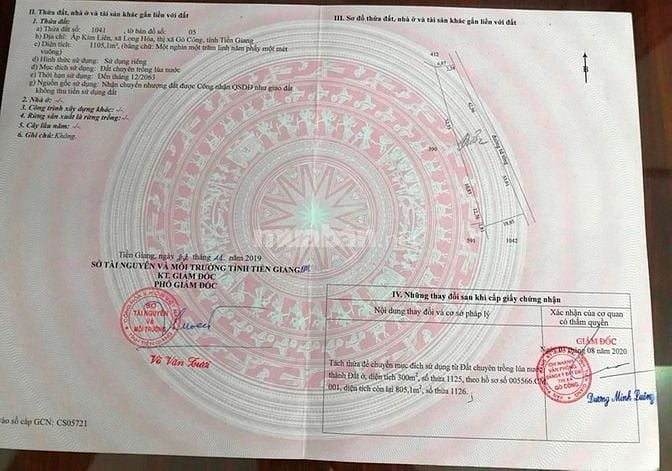 BÁN MẢNH ĐẤT Ấp Kim Liên , xã Long Hòa, tx Gò Công