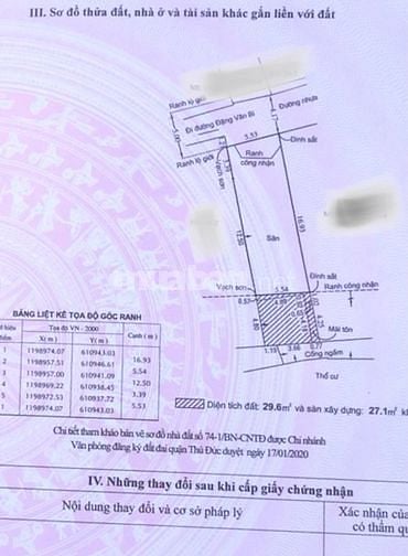 Bán lô đất đường đặng văn bị phường bình thọ dt 123m2 giá 7,4 ty  shr