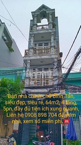 Bán nhà đẹp HXH đường Nguyễn Quý Yêm, 64m2, 4tầng, 5PN, giá chỉ 6 tỷ