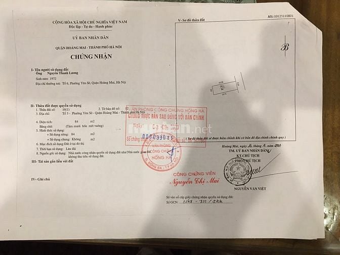 Cần bán 85m2 đsats có nhà cấp 4 ở mặt phố yên duyên sổ đỏ gia 12 tỷ 50
