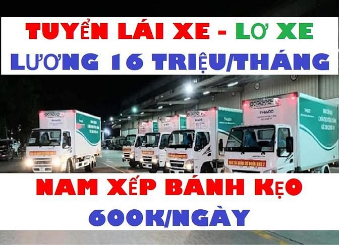 Tuyển Tài Xế Lái Xe – Lơ Xe –Phụ Xếp Bánh Kẹo 16 Triệu