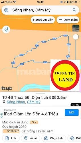 Kẹt Tiền Bán 5,3 Sào Đất Xã Sông Nhạn , Huyện Cẩm Mỹ