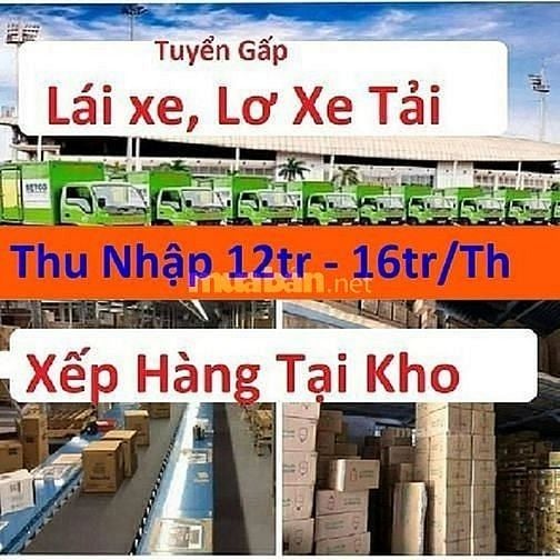 Tuyển Tài Xế B2-C, Lơ Xe Tải Và Nam Phụ Kho 16tr/tháng