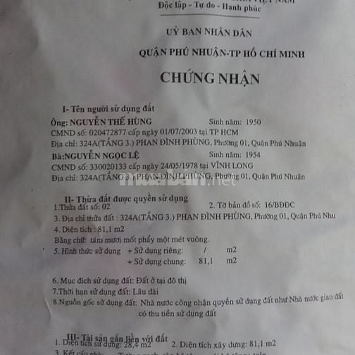Bán chung cư mini mặt tiền 324A Phan Đình Phùng ngay ngã tư Phú Nhuận