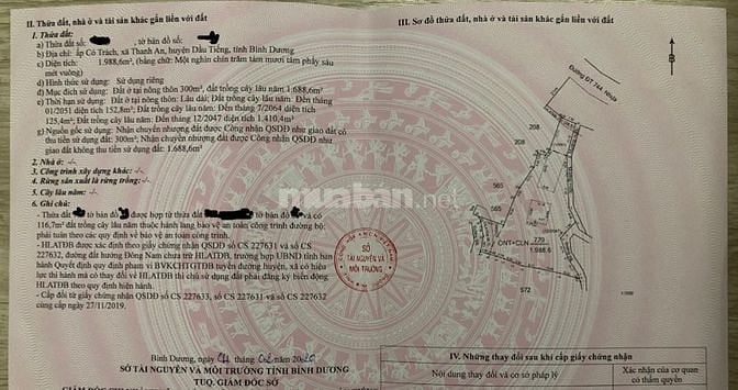 Chính chủ bán Đất 2 Mặt tiền DT744 Thanh An - Dầu Tiếng - Bình Dương