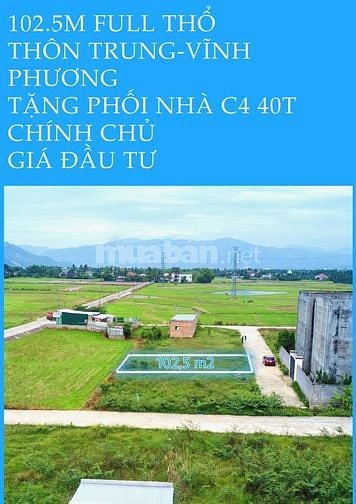 Bán nhanh lô đất đường 6m khu nhà yến Thôn Trung Vĩnh Phương