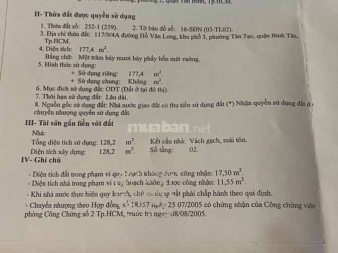 Bán nhà: Đường Hồ Văn Long, Phường Tân Tạo, Quận Bình Tân