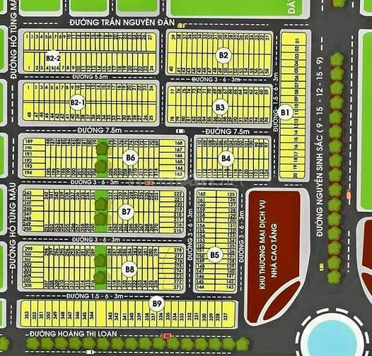 Bán 5 lô liền kề Khu B Phương Trang - trục Nguyễn Sinh Sắc thông biển