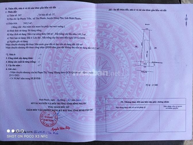 Chính chủ bán gấp 243m2 đất thổ cư sát chợ tân Phước, DT753, giá 650tr