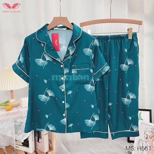 Pijama lụa đồ bộ ngủ mặc nhà cao cấp mùa hè VINGO tay ngắn quần lửng