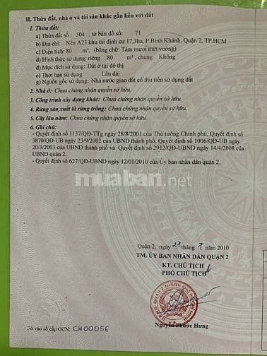 Bán đất mặt tiền chợ bình khánh đường lương định của nền A23 (80m2)