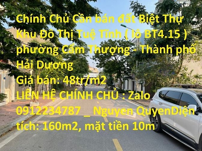 Chính Chủ Cần bán đất Biệt Thự Khu Đô Thị Tuệ Tĩnh Thành phố Hải Dương