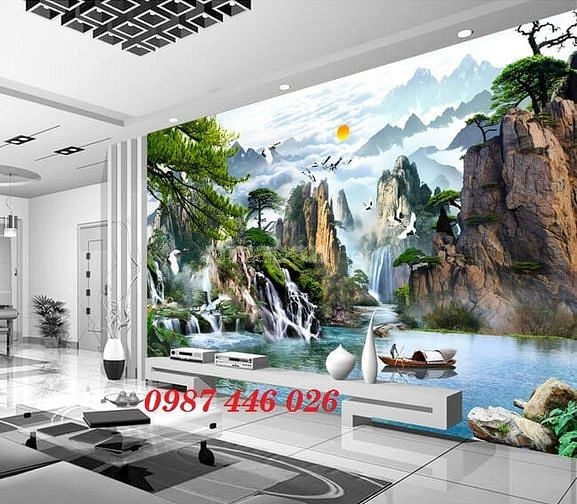 Tranh gạch men 3d ốp tường phòng khách đẹp HP24