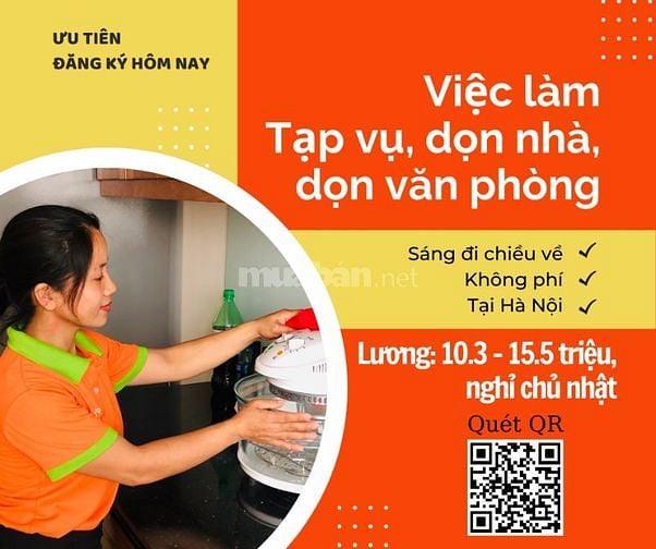 Tuyển Gấp 5 Nữ Giúp Việc Theo Giờ, Làm Tại Quận Đang Ở Hà Nội