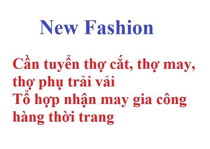 Xưởng may thời trang cần tuyển thợ cắt, thợ may, thợ phụ trải vải