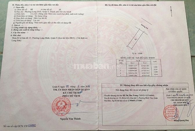 Bán đất khu dân cư Long sơn, Long Bình, Quận 9 Tp Thủ Đức