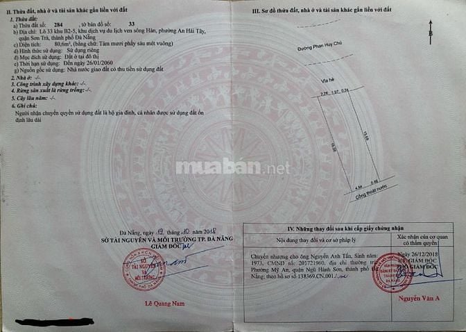 Cần bán 2 lô đất B2-5 đường Phan Huy Chú, P. An Hải Tây, Q.Sơn Trà, ĐN