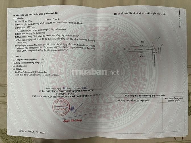 Chủ ngộp lô đất gần uỷ ban Minh Long giá 570tr