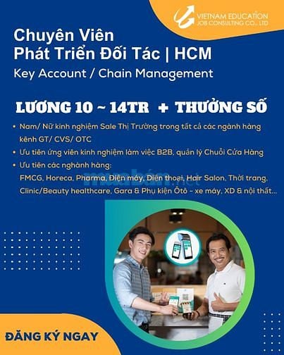 TUYỂN 20 CHUYÊN VIÊN PHÁT TRIỂN ĐỐI TÁC KV HCM | Cty Công Nghệ Fintech