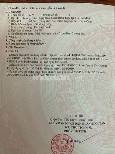 Đất nền biệt thự hẻm 617 5m xe tải Lê Trọng Tấn, B.H.Hòa Q.Bình Tân