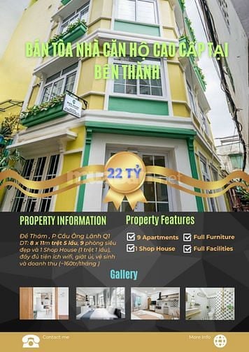 Bán nhà Đề Thám 8x12 nhà 5 tầng hđt 110 triệu giá 21 tỷ