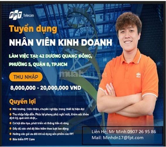 FPT Telecom Q8 Tuyển dụng NV Kinh Doanh