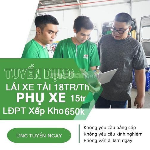 Cần Tuyển Lơ Xe Giao Hàng & LĐPT Phụ Kho xếp Bánh Kẹo Lương 600/ngày