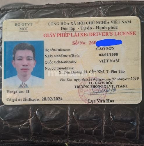 Bằng D chạy đc tất cả các loại xe.Khách - Tải - Ben