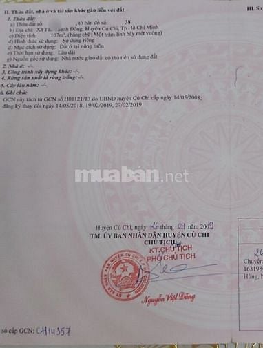 Bán Đất Thổ Cư 5X21. Giá Bán 1Ty250 MT đường Bến Than Tân Thạnh Đông C