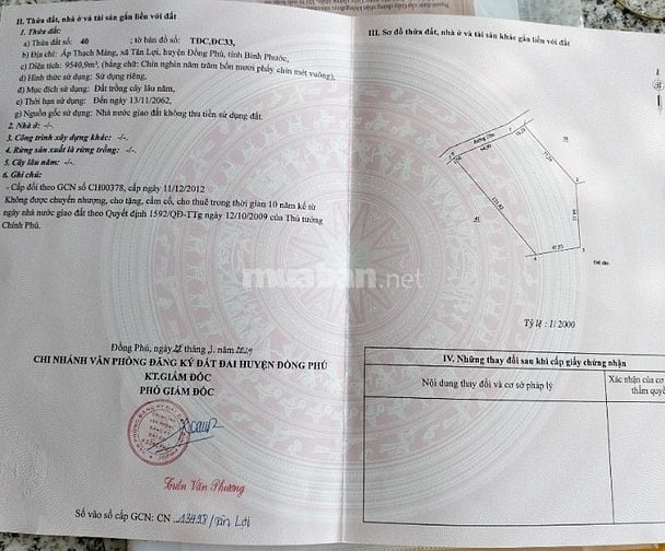 cần tiền cắt lỗ lô đất sào 9500m2,giá 550tr,sổ sẵn