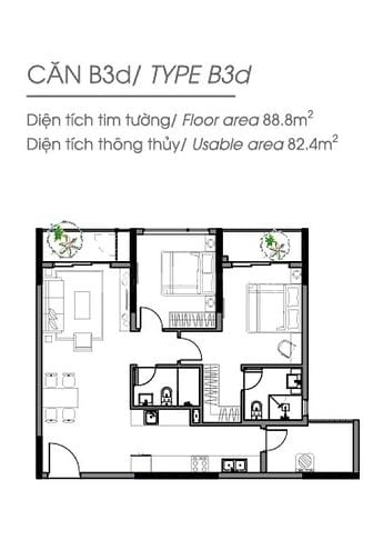 Bán căn hộ 2PN, 88,8m2, Diamond Alnata giá 5.1 ty, nt, view đại lộ 