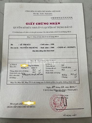 Bán nhà hẻm xh4m Ông Ích Khiêm Phường 14 Quận 11 giá 6,1 tỷ 45,4m2