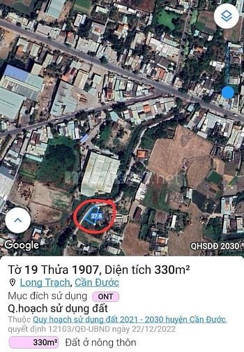 Đất thổ cư 330m2, ngả tư Xoài Đôi ĐT835 Cần Đước, tiện KD nhà trọ 