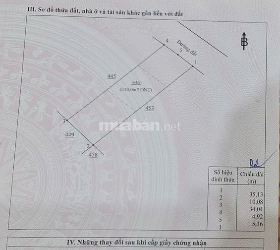 Chính chủ cần bán đất thổ cư 10x34.6. Đường nhựa 8