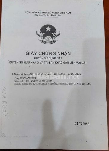 Chính chủ bán nhà hẻm cụt 124/9 Phạm Văn Đồng, Phường 3, Gò Vấp