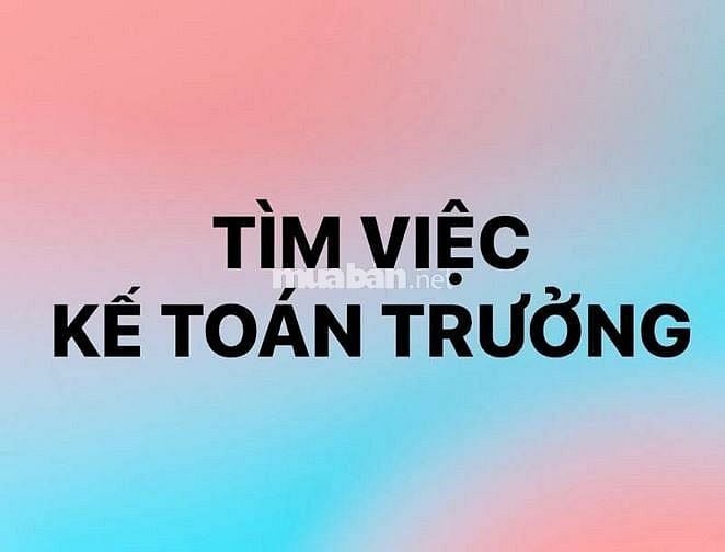 TÌM VIỆC KẾ TOÁN TRƯỞNG. KINH NGHIỆM. TIẾNG ANH GIAO TIẾP 