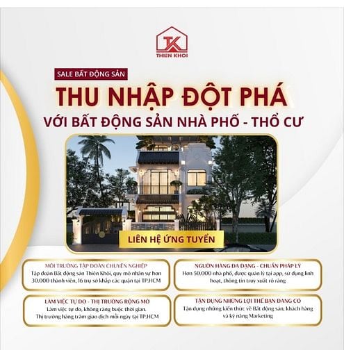 Tuyển dụng chuyên viên kinh doanh Bất Động Sản.