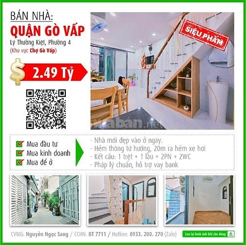 Bán nhà siêu phẩm ngay chợ Gò Vấp, hẻm 1/. Giá 2.5 tỷ