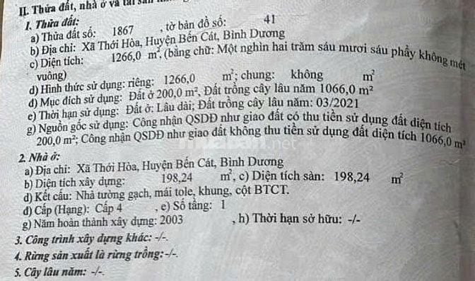 Đất MT Đại Lộ Bình Dương, Bến Cát, Bình Dương, sổ hồng riêng