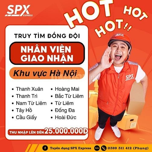 SPX Hà Nội Tuyển 10 Nhân Viên Giao Hàng Thu Nhập Đến 20 Triệu/Tháng