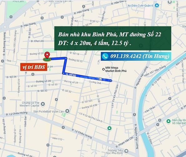 Nhà khu Bình Phú, MT đường Số 22, DT 4 x 20m, 4 tấm, 12.5 tỷ(Tín Hưng)