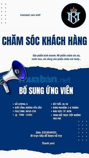 MTTwo BỔ SUNG NHÂN SỰ CHĂM SÓC KHÁCH HÀNG TẠI TPHCM