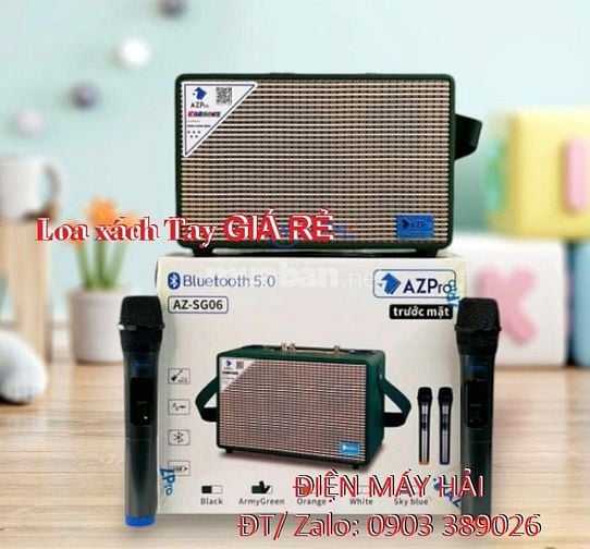 Loa xách tay giá rẻ AZPro SG06 kèm 2 tay mic không dây