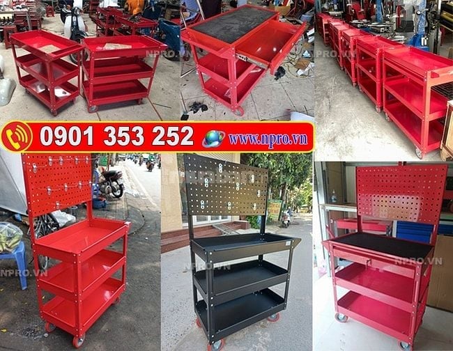 Xe để dụng cụ 2 ngăn, 3 ngăn có bánh xe